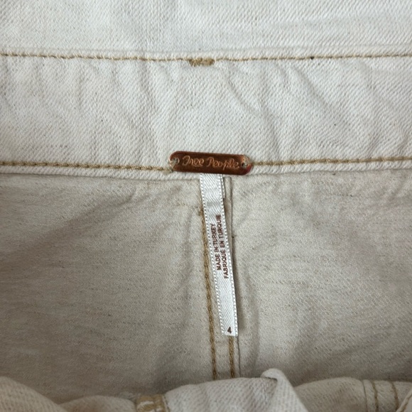 Free People Splendor in the Grass Oatmeal Denim Bow Detail Tie Mini Skirt - Picture 5 of 7